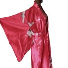 Juguemm Japanese Kimono Robe Women 56  Satin Polyester Red Crane Bamboo