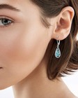 Filigree Genuine Turquoise Teardrop Leverback Earrings Sterling Silver Dangle   
