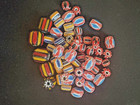 Lot - Chevron Glass Beads -60  Brown Native American Beads 8-18mm  b452 