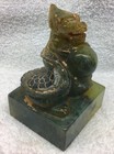 Large Nice Hand Carved Chinese Green Jade Seal Dredged From Hong Kong Harbor 