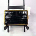 Colibri West Germany Cigarette Case Black Faux Crocodile Gold Metal Vtg