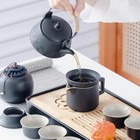 Portable Gongfu Tea Set With Porcelain Teapot  14-piece For Home office  gray 