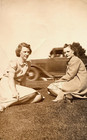 Vintage Photo Old Antique Picture Image Car Beautiful Young Women Girls Dresses