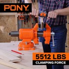 Pony 5 Inch Bench Vise 5512 Lbs Clamping Force Heavy Duty 360 Degree Swivel Base