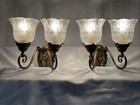 Pair Rewired Antique Victorian Wall Sconces Arts   Crafts Deco Gas Gasoliers Vtg