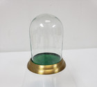 Small  Vintage 3 5  Glass Display Dome W Metal Brass Base felt Bottom Enesco