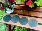 Vintage Mcm 70s Wooden Hand Painted Set Of Vivid Sunset Coasters Made In Haiti