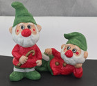 Homco Santa   s Helper Elf Figurines Set Of 2 Ceramic Japan 9905 Christmas D  cor