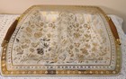 Vintage Signed Georges Briard 2 Section Glass Serving Bowl Tray   Wood Handles