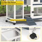 40  Wooden Rabbit Hutch Bunny Cage Small Animal Pet House W wheel Outdoor Blue