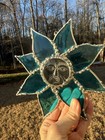 Vintage Stained Leaded Glass Window Sun Light Catcher Aqua Sun Celestial 6 5   