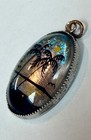 Vintage Blue Morpho Butterfly Wing Sterling Silver Tropical Island Pendant Oval