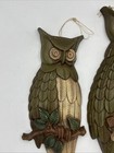 Pair Vintage Sexton Metal Owl Wall Hangings Mcm Owl On Branch Wall Plaques 1969