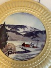 Vtg 8  Tin Stove Flue Pipe Hole Cover Winter Scene With Wires Vgc Painted Farm 