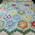 Vintage Hexagon    grandmother   s Flower Garden    Quilt Top