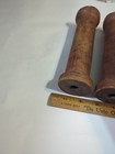 Pair Antique Vintage Wooden Industrial 7   Textile Bobbin Spool Spools