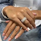 Marquise Lab Grown Cvd Diamond Women s Ring Ef Vs 14k White Gold Cluster Set