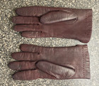 Women s Red Burgundy Leather Gloves Size Large Rabbit Fur Lined