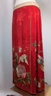 Qing Dynasty Red Antique 19th Century Chinese Floral Embroidered Wedding Skirt 
