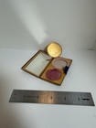 Vintage Art Deco Gold Tone Red   White Enamel Rouge   Powder Compactw  Mirror412