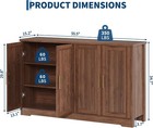55 5    Fluted Sideboard Buffet Cabinet With 4 Doors Storage Credenza Dining Room