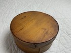 Antique Primitive Wood Pantry Box  Round  6 1 2     Medium Brown