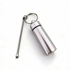 Travel Spice Container With Spoon - Mini Metal Vial Keychain Box