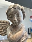 Antique Old Vintage Large 17    Solid Wood Hand Crafted Cherub Angel Figurine