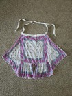 Vintage Purple   Floral Sheer Handkerchief Half Apron Plus 2 Other Full Aprons