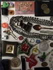 Vintage Junk Drawer Lot Coins  Spoons  Jewelry  Dice  Keychains  Collectibles L2