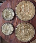 Lot Of 4 Vintage Brass Nautical Ship Wall Plaques Embossed Hanging Decor England