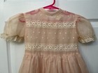 Rare Vintage 1940 s Mitzi Toddler Girls Pink Sheer   Lace  Party Dress Size 4