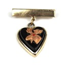 Vintage Loyal Order Of The Moose Pin Brooch Heart Medallion Brass Faux Onyx
