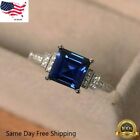 Fashion 925 Silver Ring Women Jewelry Simulated Blue Sapphire  Wedding Ring 6-10