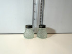 Vintage Mini Glass Salt And Pepper Shakers Petite Diamond Cut Pattern