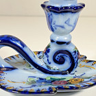 Vintage Alcoba  a Portugal Cobalt Blue Candleholder 5      Cracked  For Repair