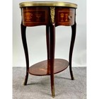 French Baroque Revival Style Oval Marquetry Side Or End Table With Ormolu Accent