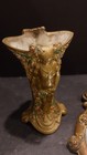 3 Piece Lot Of Vintage Or Antique Bronze Items -- Mirror   Vase   Maiden