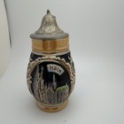 Vintage German Beer Stein Mug Made In Germany Pewter Lid Cities