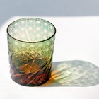 Edo Kiriko Japanese Style  Whiskey Tumbler Glass Hand Cut To Clear Green 9oz