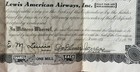 1938 Lewis American Airways  Inc  Dated   Signed Stock Certificate   Aviation