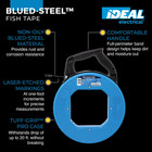 Ideal Electrical Blued Steel Fish Tape  240 Ft  X 1 8 In   1 600 Lb Tensile Stre