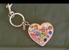 Coach Leather Heart Rhinestone Bag Charm Key Ring Chain Y2k