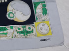 Vintage Scarf Ambiente Astrology Sun Zodiac Light Gray Black Twill Silk 34 