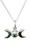 Triple Moon Pendant 18  Chain 925 Silver Tiny Cute Pendant Pagan Wiccan Boxed