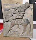 Authentic 12  X 13  Benin Bronze Plaque Mounted Warrior W Spear African Art 14lb