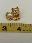 Avon Cat Lapel Pin Gold Color With Large Faux Pearl For Body B5