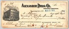 Oklahoma City Territorial 1906 Bank Check Alexander Drug Co  Building Vignette