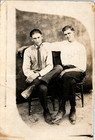 1920s Rppc Men Posing With Boots And Suspenders Studio Portrait Vintage Photo