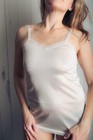 J  C  Penney Vintage Silky Soft Satin Cami Camisole Small White Usa-made Glam